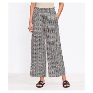 Loft Petites Black & Tan Pull-On Wide Leg Pant Size XSP Linen Blend